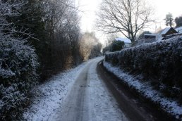 Lower ridge road, Linton, in the snow